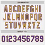 Custom Name Number Two-Button Unisex Softball Jersey - Personalized White Purple Pinstripe Old Gold Design Personalized White