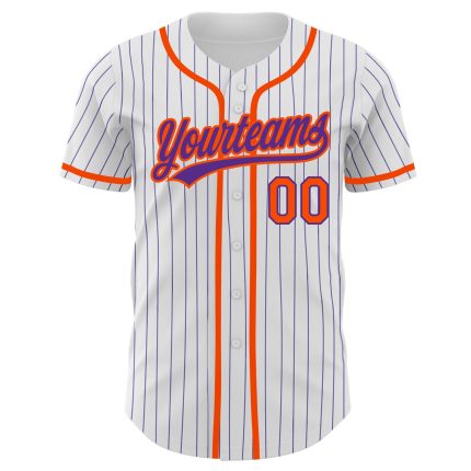 Customizable Baseball Jersey - Personalized White Purple Pinstripe with Name and Number, Authentic Team Gear Personalized