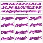 Custom Personalized Orange Sleeveless Baseball Jersey with White Purple Pinstripe - Team Name and Number Personalized White