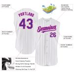 Custom Personalized Orange Sleeveless Baseball Jersey with White Purple Pinstripe - Team Name and Number Personalized White