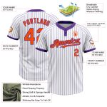 Custom Team Softball Jersey with Personalized Name & Number - Unisex White Purple Pinstripe Two-Button Design Personalized