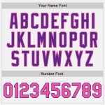 Custom Name Number Pinstripe Bomber Jacket White Purple Pink Black Full-Snap Varsity Letterman Personalized White Purple