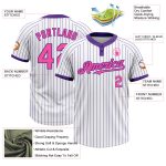 Custom Unisex Softball Jersey with Personalized Name and Number - White Purple Pinstripe Two-Button Design Personalized White
