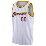 Custom Name Number Purple Gold Basketball Jersey White Purple Pinstripe Authentic Team Personalized White Purple Pinstripe
