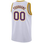 Custom Name Number Purple Gold Basketball Jersey White Purple Pinstripe Authentic Team Personalized White Purple Pinstripe