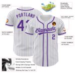 Personalized Purple Gray Pinstripe Authentic Baseball Jersey - Custom White Design Personalized White Purple Pinstripe Purple-Gray