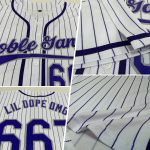 Personalized Purple Gray Pinstripe Authentic Baseball Jersey - Custom White Design Personalized White Purple Pinstripe Purple-Gray
