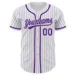 Personalized Purple Gray Pinstripe Authentic Baseball Jersey - Custom White Design Personalized White Purple Pinstripe Purple-Gray