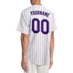 Custom Name Number Purple Gray White Pinstripe Baseball Jersey - Personalized Authentic Team Apparel Personalized White Purple