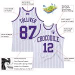 Custom Name and Number Basketball Jersey in White and Purple Pinstripe - Personalized Purple-Gray Authentic Team Jersey Personalized