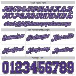 Custom Team Authentic Basketball Shorts with Personalized Name and Number - White Purple Pinstripe Purple-Gray Design Personalized