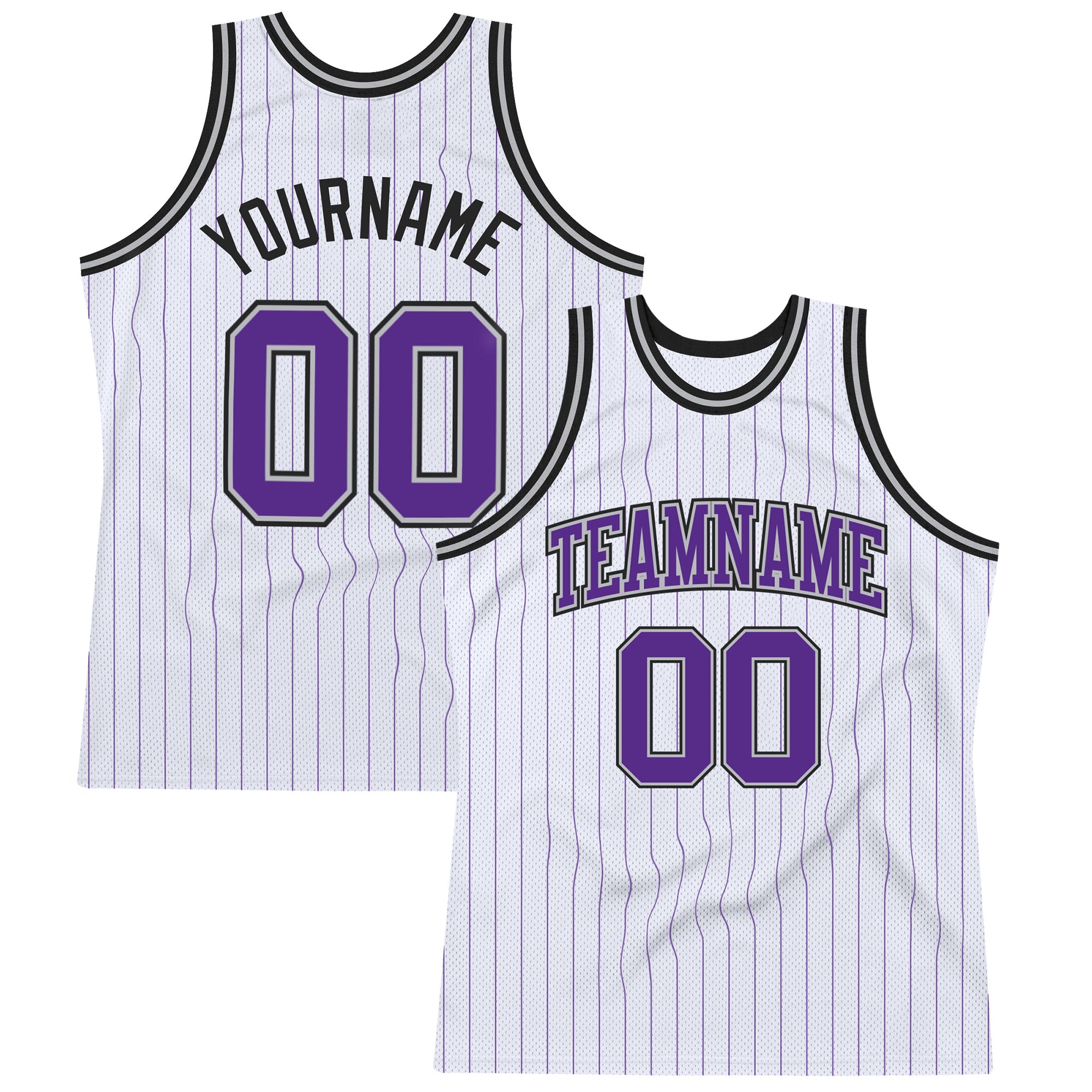 Customizable Purple Gray-Black Pinstripe Basketball Jersey with Personalized Name and Number - Authentic Team Gear Personalized