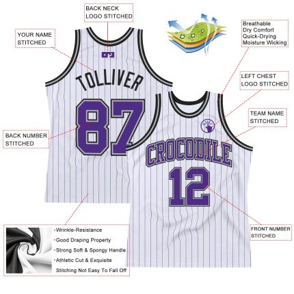 Customizable Purple Gray-Black Pinstripe Basketball Jersey with Personalized Name and Number - Authentic Team Gear Personalized