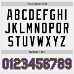 Custom Team Baseball Jersey with Personalized Name and Number in White Purple Pinstripe and Old Gold-Black Personalized White