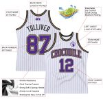 Personalized Custom Basketball Jersey with Name and Number - White Purple Pinstripe Old Gold-Black Authentic Personalized