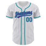 Custom Name and Number Personalized Teal Purple Pinstripe Baseball Jersey - Authentic Team Apparel Personalized White Purple