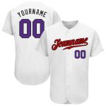 Custom Name and Number Personalized Baseball Jersey - Authentic White Purple-Red Team Jersey Personalized White Purple-Red