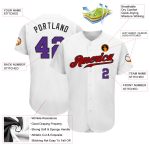Custom Name and Number Personalized Baseball Jersey - Authentic White Purple-Red Team Jersey Personalized White Purple-Red
