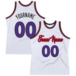 Customizable Throwback Basketball Jersey with Name & Number - White Purple Red Authentic Team Jersey Personalized White Purple-Red