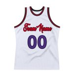 Customizable Throwback Basketball Jersey with Name & Number - White Purple Red Authentic Team Jersey Personalized White Purple-Red