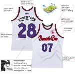 Customizable Throwback Basketball Jersey with Name & Number - White Purple Red Authentic Team Jersey Personalized White Purple-Red