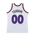Customizable Throwback Basketball Jersey with Name & Number - White Purple Red Authentic Team Jersey Personalized White Purple-Red