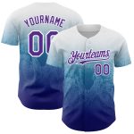 Custom Name and Number Baseball Jersey - Personalized Snake Gradient 3D Pattern Design in White and Purple-Royal Personalized