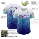 Custom Name and Number Baseball Jersey - Personalized Snake Gradient 3D Pattern Design in White and Purple-Royal Personalized
