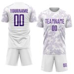 Custom Name and Number Personalized Soccer Uniform Jersey - White Purple Sublimation Team Gear Personalized White Purple