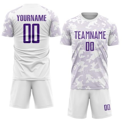 Custom Name and Number Personalized Soccer Uniform Jersey - White Purple Sublimation Team Gear Personalized White Purple