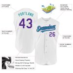 Custom Name and Number Personalized Authentic Sleeveless Baseball Jersey - White Purple Teal Color Option Personalized White