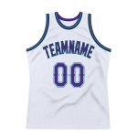 Personalized Authentic Basketball Jersey in White Purple Teal - Throwback Design Personalized White Purple-Teal Authentic