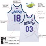 Personalized Authentic Basketball Jersey in White Purple Teal - Throwback Design Personalized White Purple-Teal Authentic