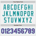 Custom Name Number Bomber Jacket White Purple Teal Full-Snap Varsity Letterman Personalized Team Apparel Personalized White