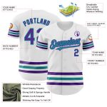 Custom Name and Number Authentic Baseball Jersey - White Purple Teal Design, Personalized Team Apparel Personalized White