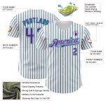 Custom Purple Teal Pinstripe Baseball Jersey for Team with Name and Number - Personalized Authentic Design Personalized White