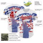Custom Name and Number 3D American Flag Baseball Jersey with Statue of Liberty - Personalized White and Red Team Apparel