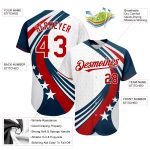 Custom American Flag Baseball Jersey - Personalized Red & White Team Name & Number Personalized White Red 3D American Flag