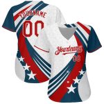 Custom American Flag Baseball Jersey - Personalized Red & White Team Name & Number Personalized White Red 3D American Flag