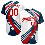 Custom American Flag Baseball Jersey - Personalized Red & White Team Name & Number Personalized White Red 3D American Flag