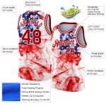 Custom American Flag Basketball Jersey - Personalized 3D Red White Design with Name & Number - Authentic Team Apparel Personalized