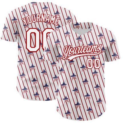 Personalized 3D American Spirit Flag Baseball Jersey with Custom Name and Number - Authentic White and Red Team Apparel Personalized