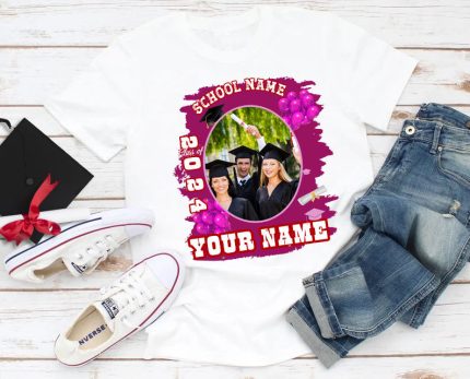 Custom Name and Number 3D Graduation Performance T-Shirt in White and Red - Personalized Team Apparel Personalized White