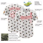 Customizable Animal Cat Baseball Jersey with 3D White and Red Pattern - Personalized Team Name and Number Personalized White