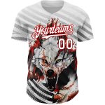 Personalized 3D Wolf Pattern Baseball Jersey - Custom Name and Number, Authentic Team Apparel Personalized White Red 3D Pattern