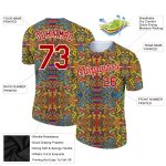 Custom Name and Number Boho Style Performance T-Shirt with Personalized 3D White Red Pattern Design Personalized White Red