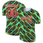 Custom Name and Number Team T-Shirt - 3D Pattern Design Feather in White and Red Performance Fabric Personalized White Red