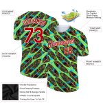 Custom Name and Number Team T-Shirt - 3D Pattern Design Feather in White and Red Performance Fabric Personalized White Red