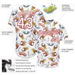 Custom Firely Bowling Jersey with Personalized Name and Number, White Red 3D Pattern Authentic Baseball Design Personalized