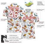 Custom Name and Number Firefly Bowling Polo Shirt with Personalized 3D Red White Pattern Design Personalized White Red 3D